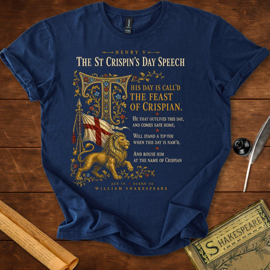 The St Crispin's Day Speech | Shakespeare's Henry V T-Shirt Navy