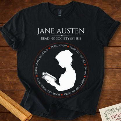 Jane Austen Reading Society (Novels) T-Shirt Black