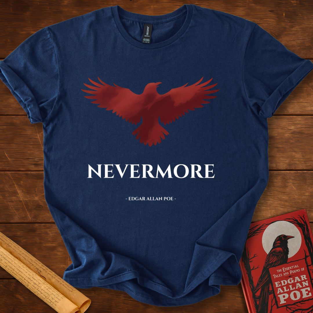 The Crimson Raven – Edgar Allan Poe T-Shirt Navy