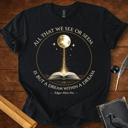 All That We See or Seem Literary Crest Edgar Allan Poe T-Shirt