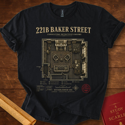 221B Baker Street – Sherlock Holmes Floor Plan T-Shirt
