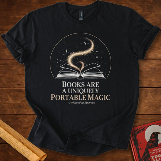 Books are a Uniquely Portable Magic T-Shirt