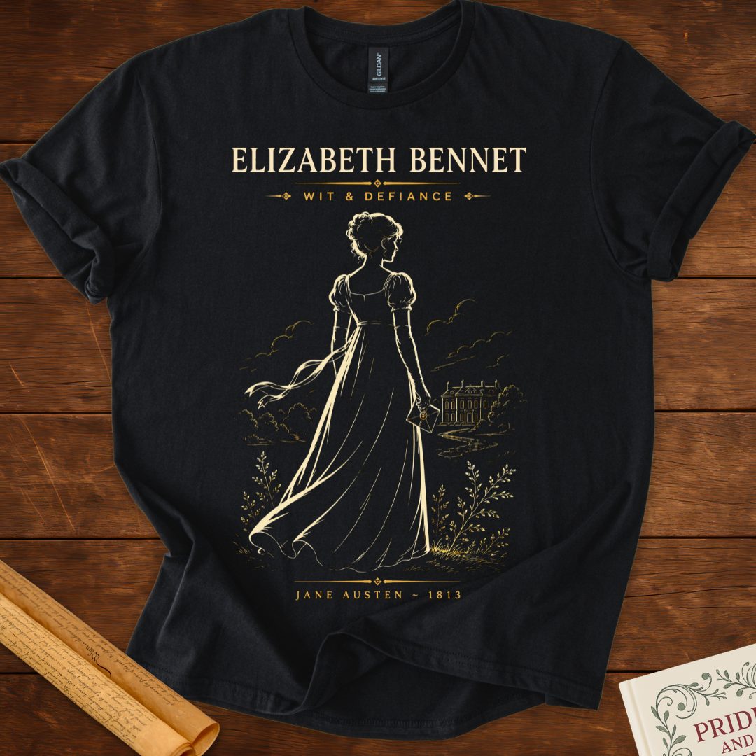 Elizabeth Bennet – Wit & Defiance (Silhouette Series) Literary T-Shirt Black