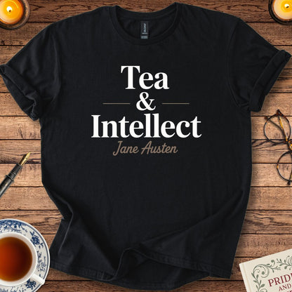 Tea and Intellect Jane Austen T-Shirt Black