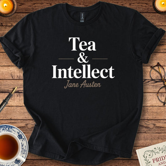 Tea and Intellect Jane Austen T-Shirt Black