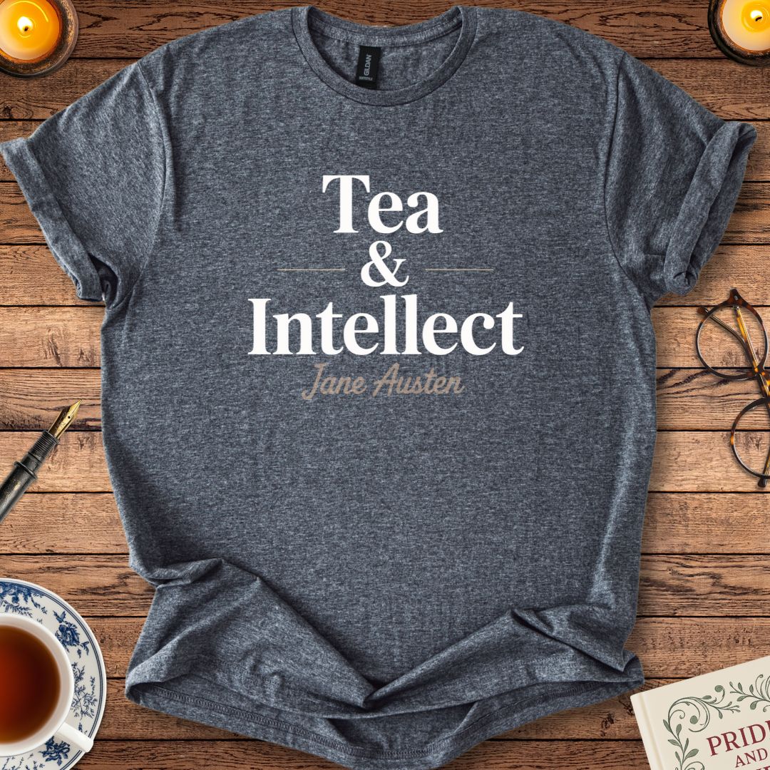 Tea and Intellect Jane Austen T-Shirt Dark Heather