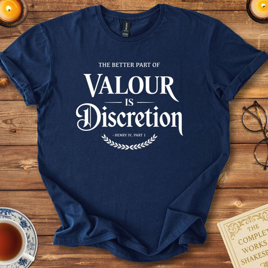 The Better Part of Valour is Descretion Shakespeare T-Shirt Navy