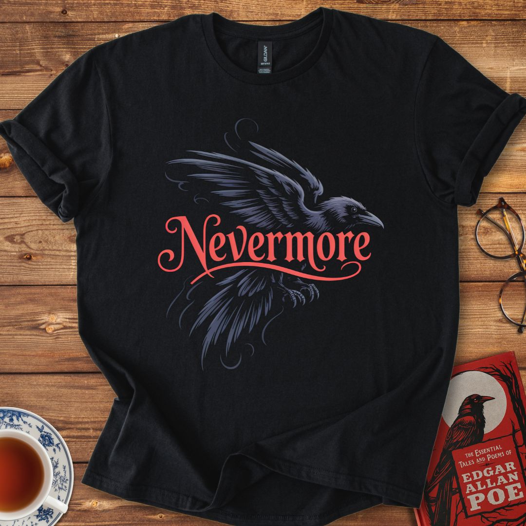 Nevermore Flying Raven T-Shirt Black