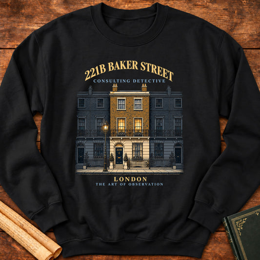 221B Baker Street – Consulting Detective Sherlock Holmes Sweatshirt - Black