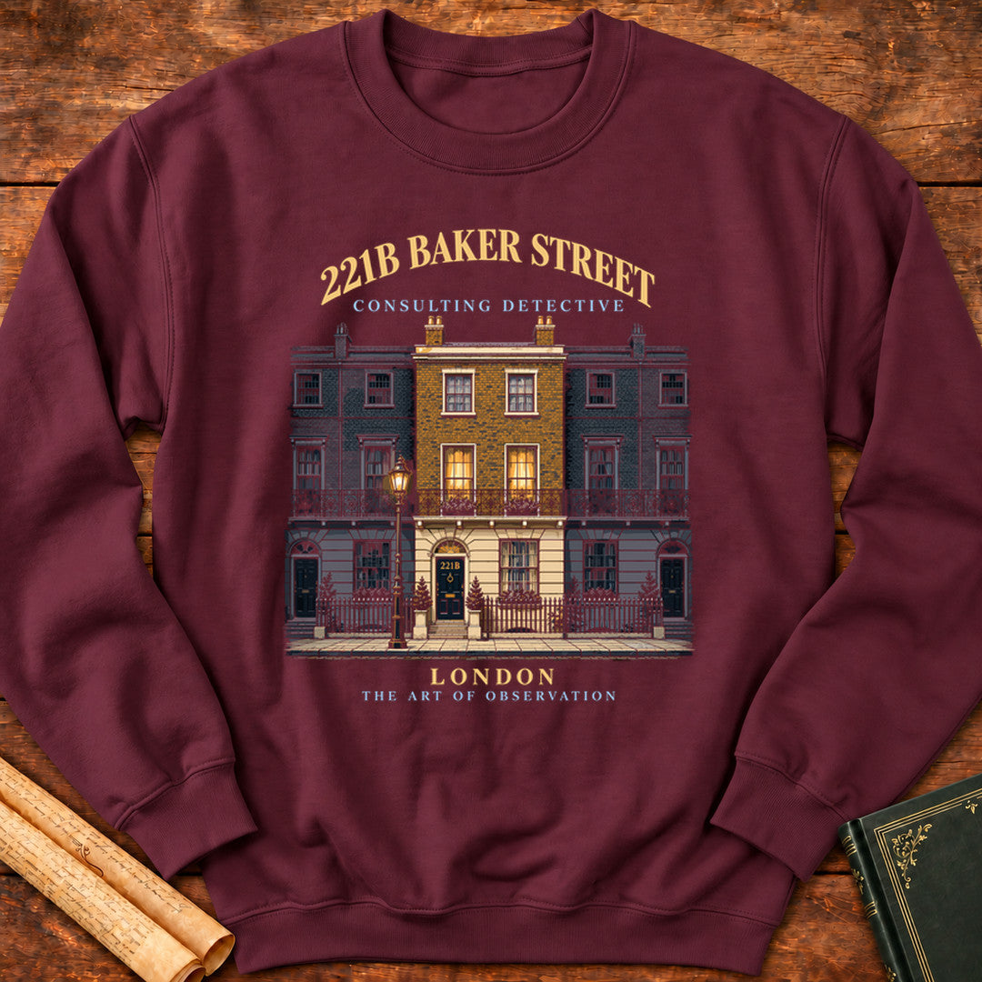 221B Baker Street – Consulting Detective Sherlock Holmes Sweatshirt - Maroon