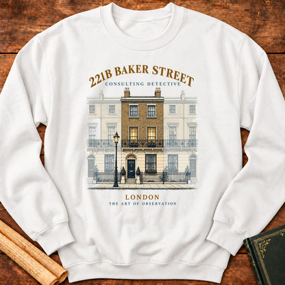 221B Baker Street – Consulting Detective Sherlock Holmes Sweatshirt - White