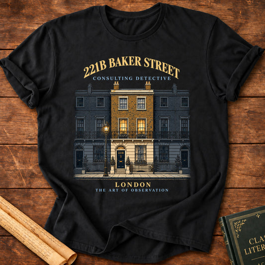 221B Baker Street – Consulting Detective Sherlock Holmes T-Shirt - Black