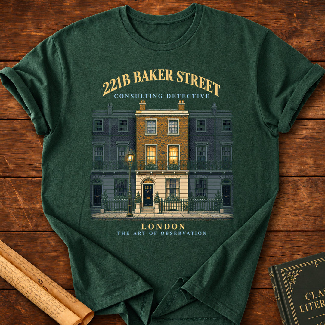 221B Baker Street – Consulting Detective Sherlock Holmes T-Shirt - Forest Green