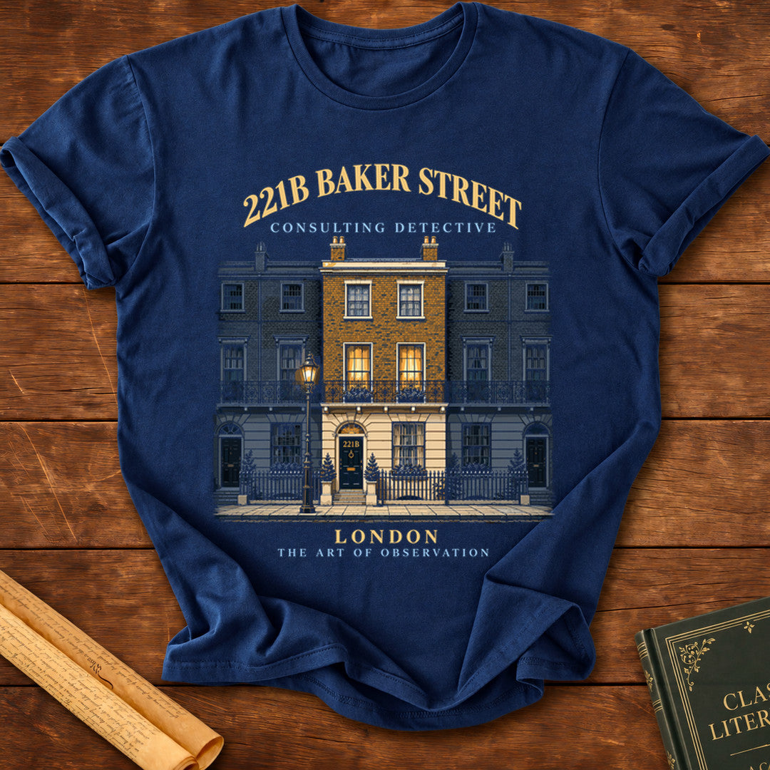 221B Baker Street – Consulting Detective Sherlock Holmes T-Shirt - Navy