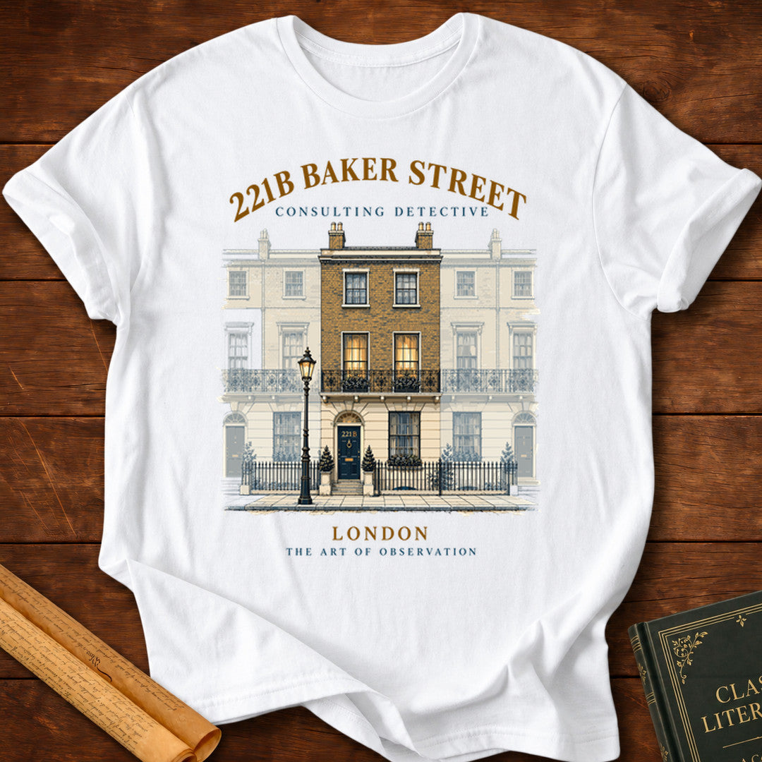 221B Baker Street – Consulting Detective Sherlock Holmes T-Shirt - White