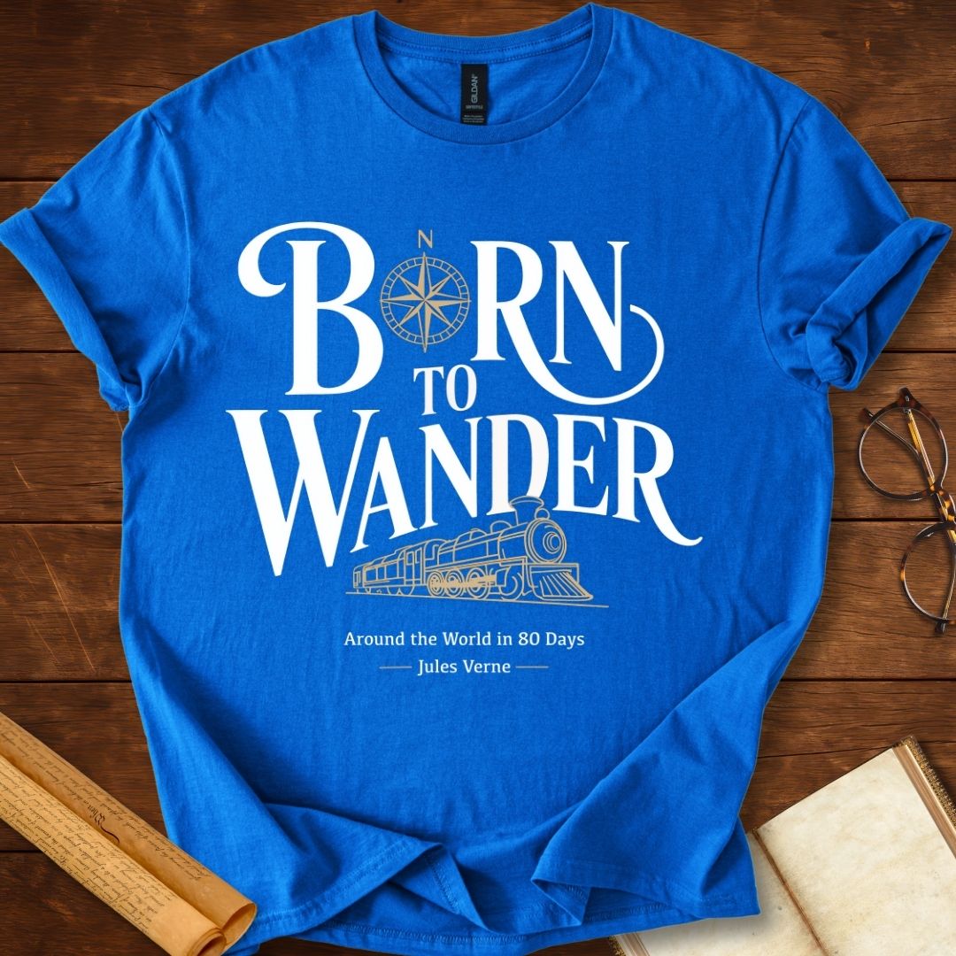 Born to Wander Steam Train Jules Verne T-Shirt