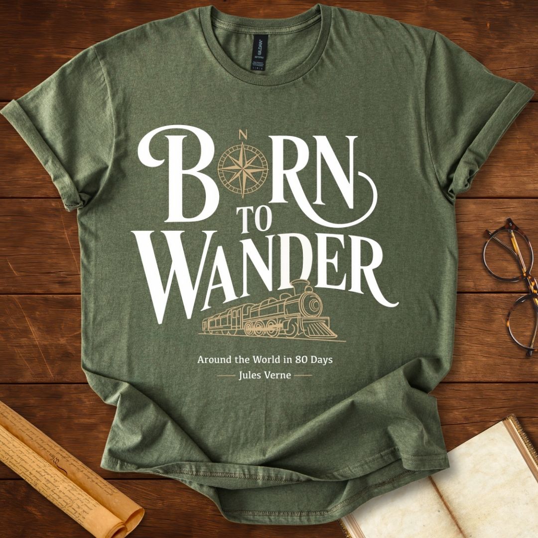 Born to Wander Steam Train Jules Verne T-Shirt