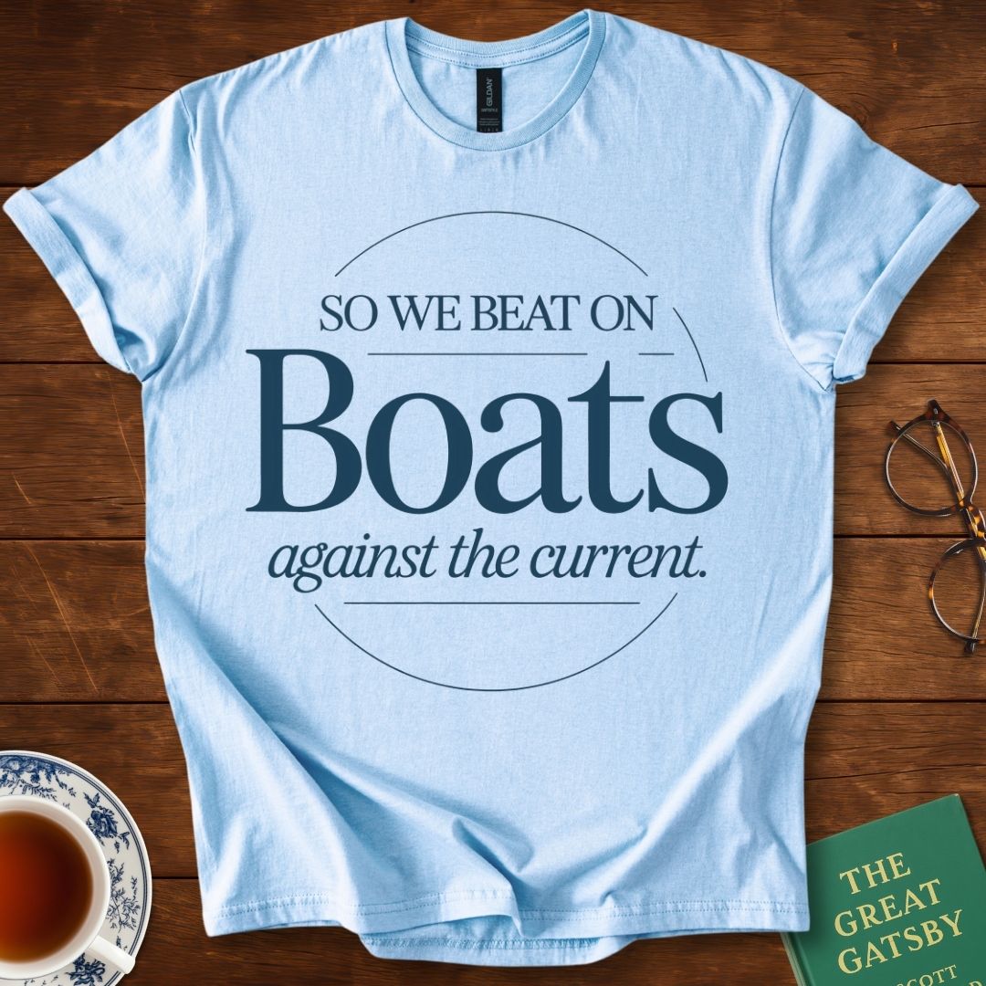 So We Beat On, Boats Against the Current (Circular Text) T-Shirt