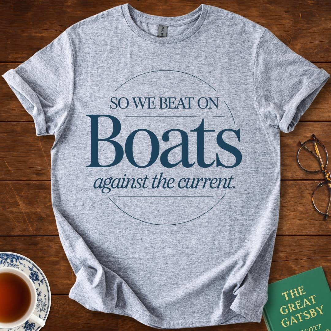 So We Beat On, Boats Against the Current (Circular Text) T-Shirt