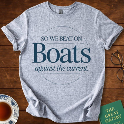 So We Beat On, Boats Against the Current (Circular Text) T-Shirt