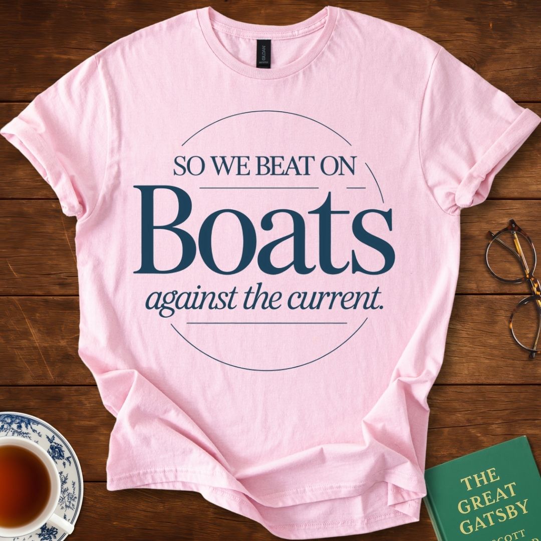 So We Beat On, Boats Against the Current (Circular Text) T-Shirt