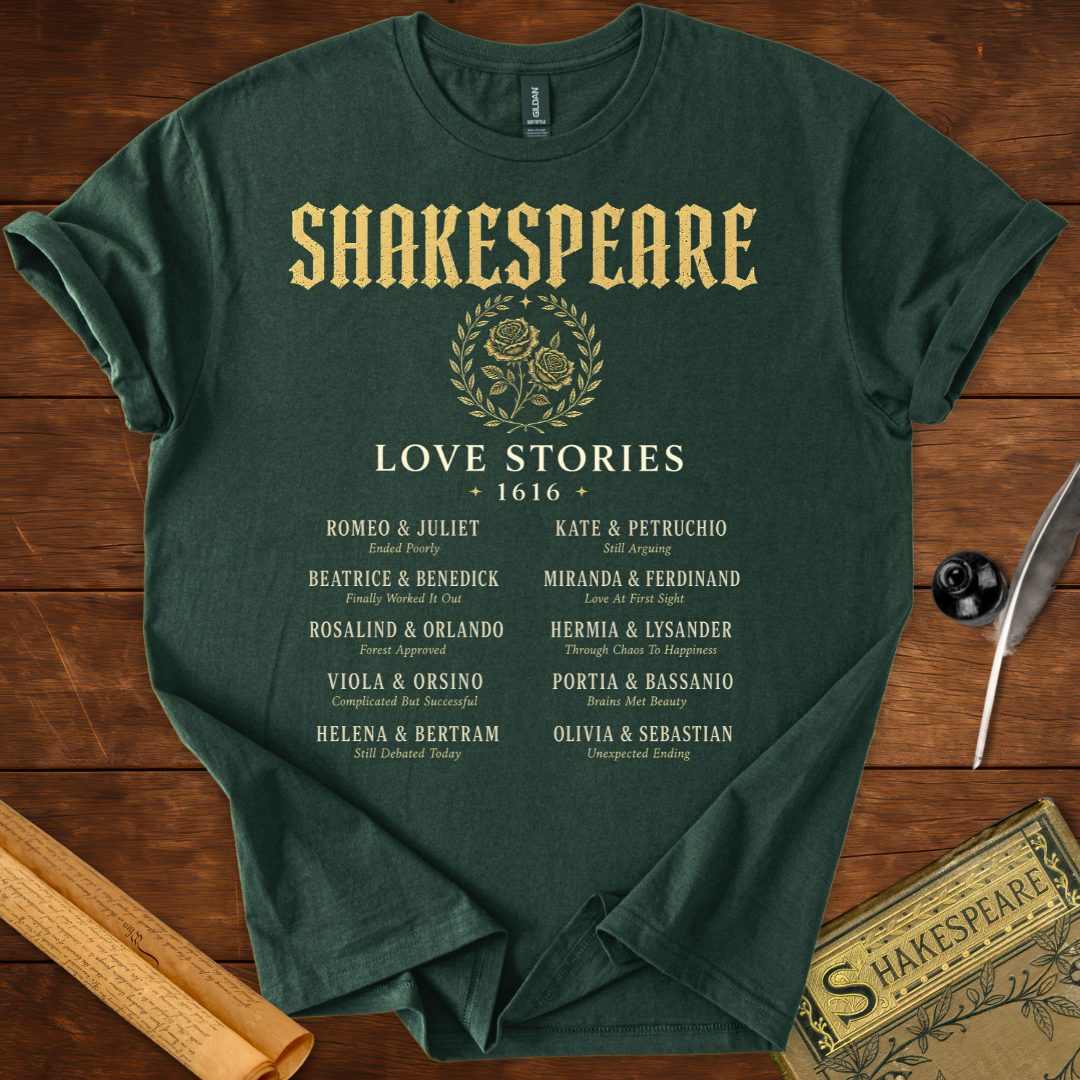 Shakespeare Love Stories 1616 – Literary Romance T-Shirt