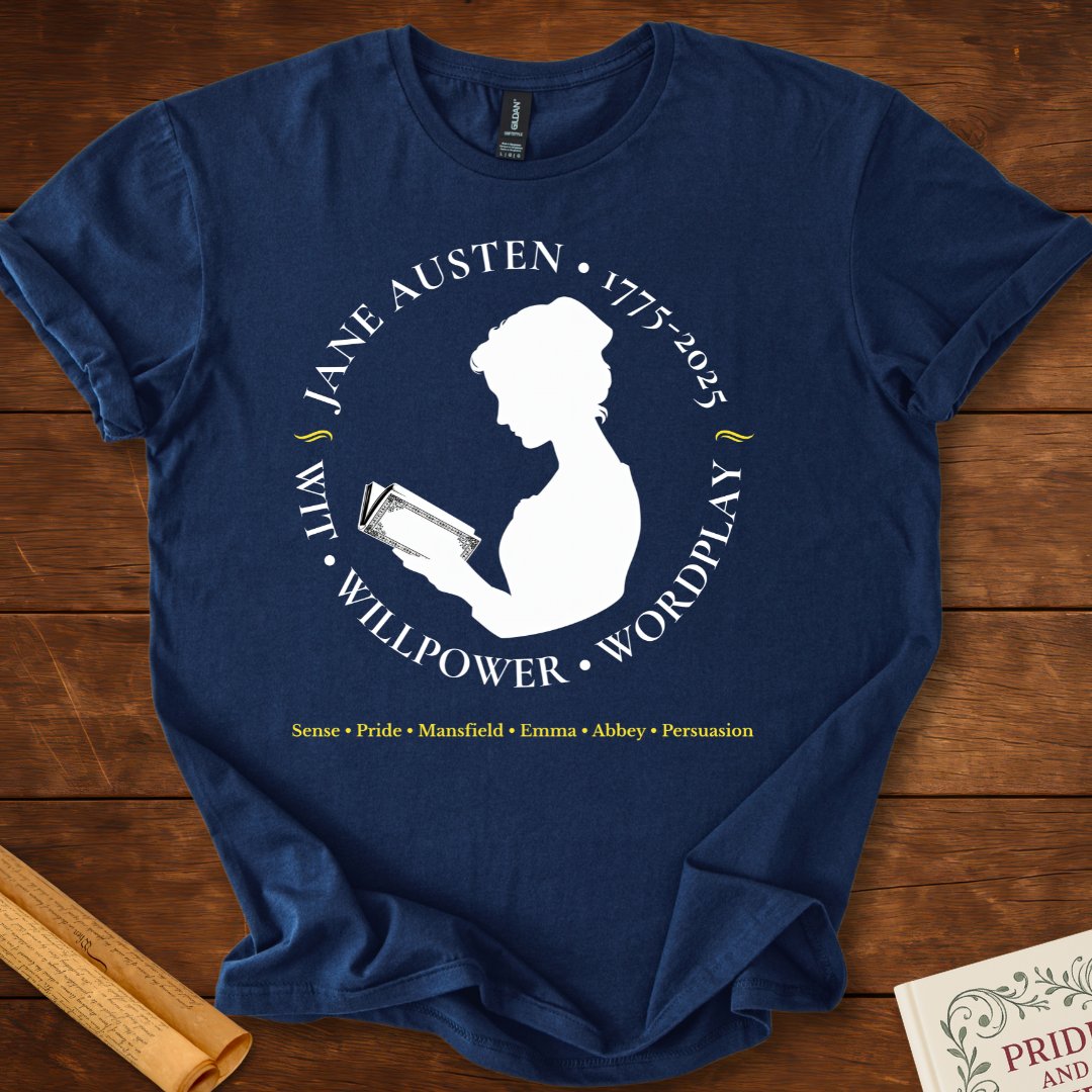Jane Austen 250 Years Insignia T-Shirt Navy