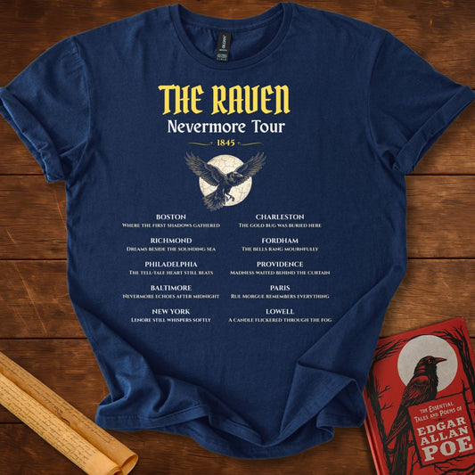 The Raven Nevermore Tour 1845 – Edgar Allan Poe Literary T-Shirt