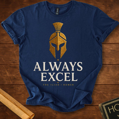 Always Excel | Homer | Ancient Greece Literary T-Shirt Navy