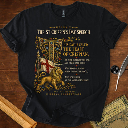 The St Crispin's Day Speech | Shakespeare's Henry V T-Shirt Black