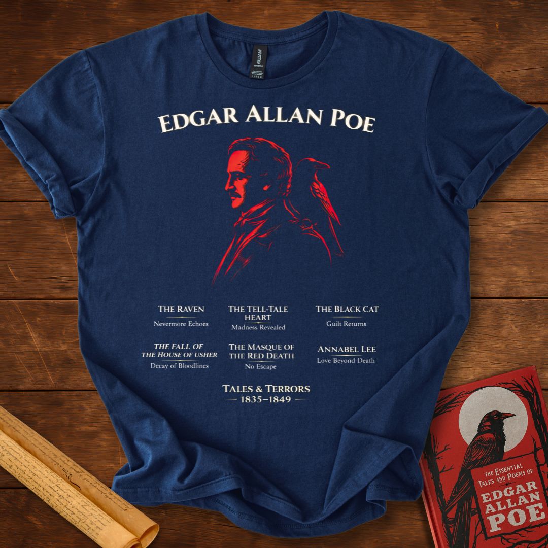 Edgar Allan Poe Tales & Terrors T-Shirt – Gothic Raven Literary T-Shirt