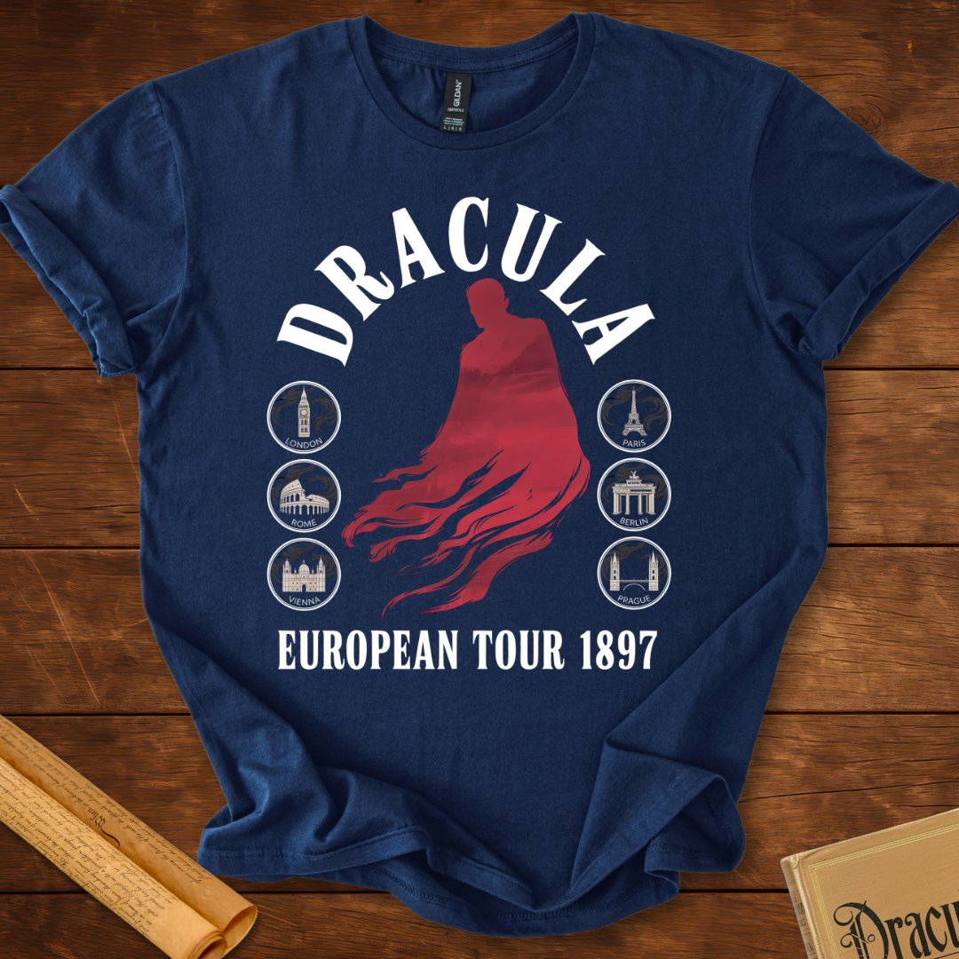 Dracula European Tour City Stamps T-Shirt Navy