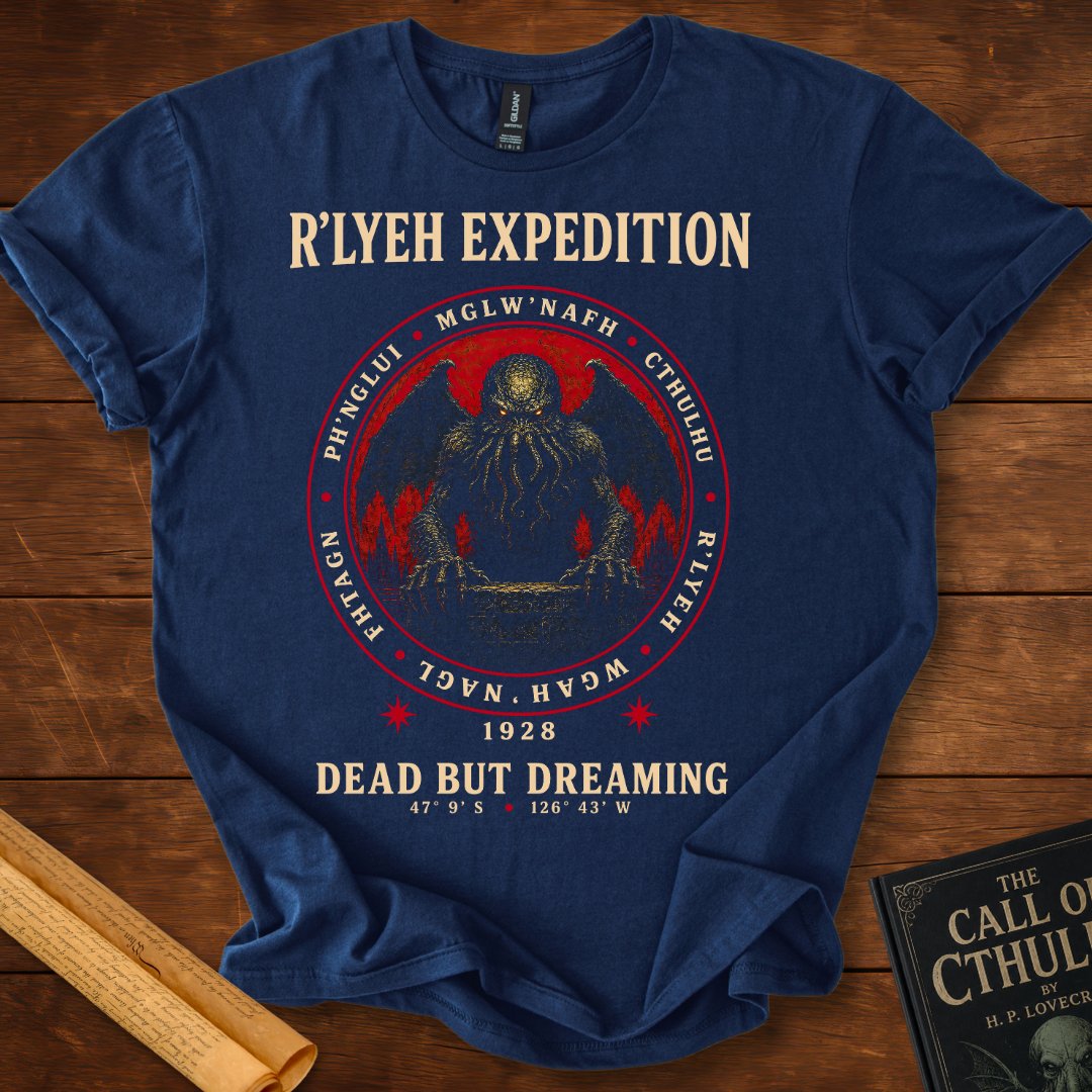 R'lyeh Expedition 1928 – Lovecraft Circular Design T-Shirt