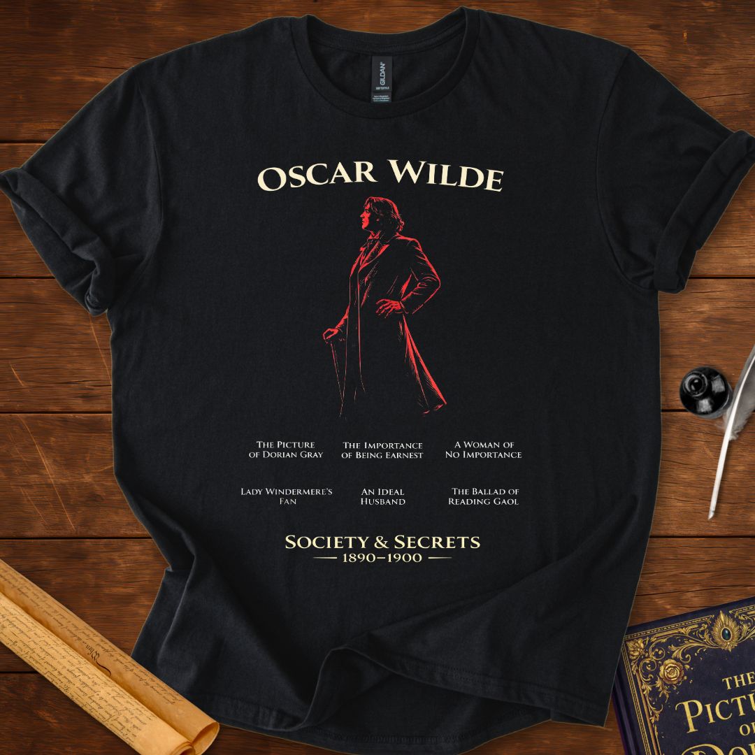 Oscar Wilde Society and Secrets T-Shirt – Literary Classic Design