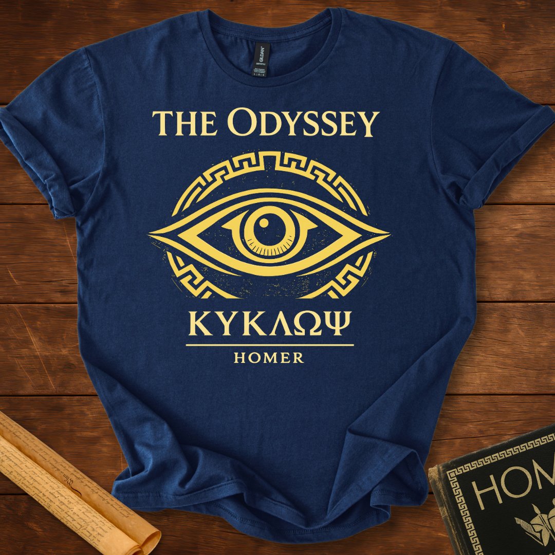 The Odyssey Cyclops Eye Greek Mythology T-Shirt Navy