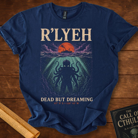 R’LYEH – Dead But Dreaming Literary Horror HP Lovecraft T-Shirt
