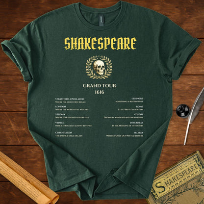 Shakespeare Grand Tour 1616 – Literary Gothic T-Shirt Forest Green