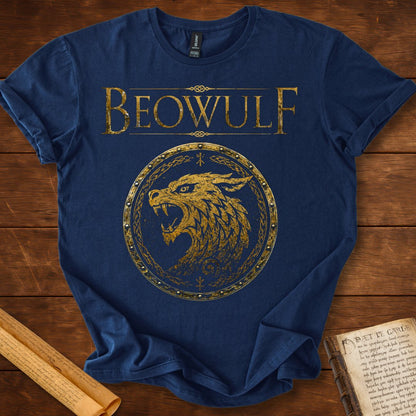 Beowulf Shield Emblem Anglo-Saxon T-Shirt Navy