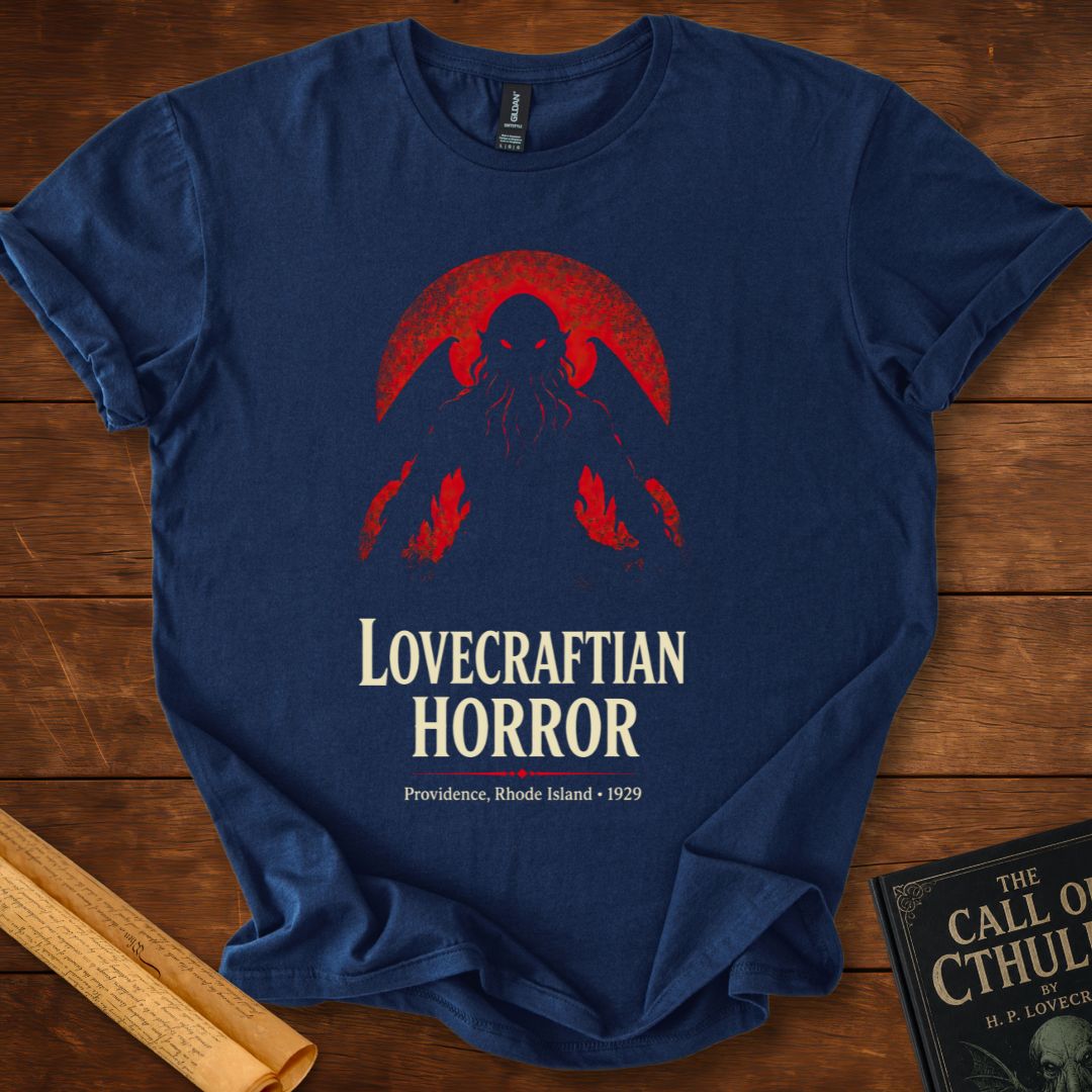 Lovecraftian Horror – HP Lovecraft Gothic Horror T-Shirt Navy