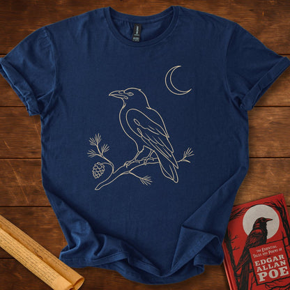 Nevermore Moonlit Raven – Edgar Allan Poe T-Shirt Navy