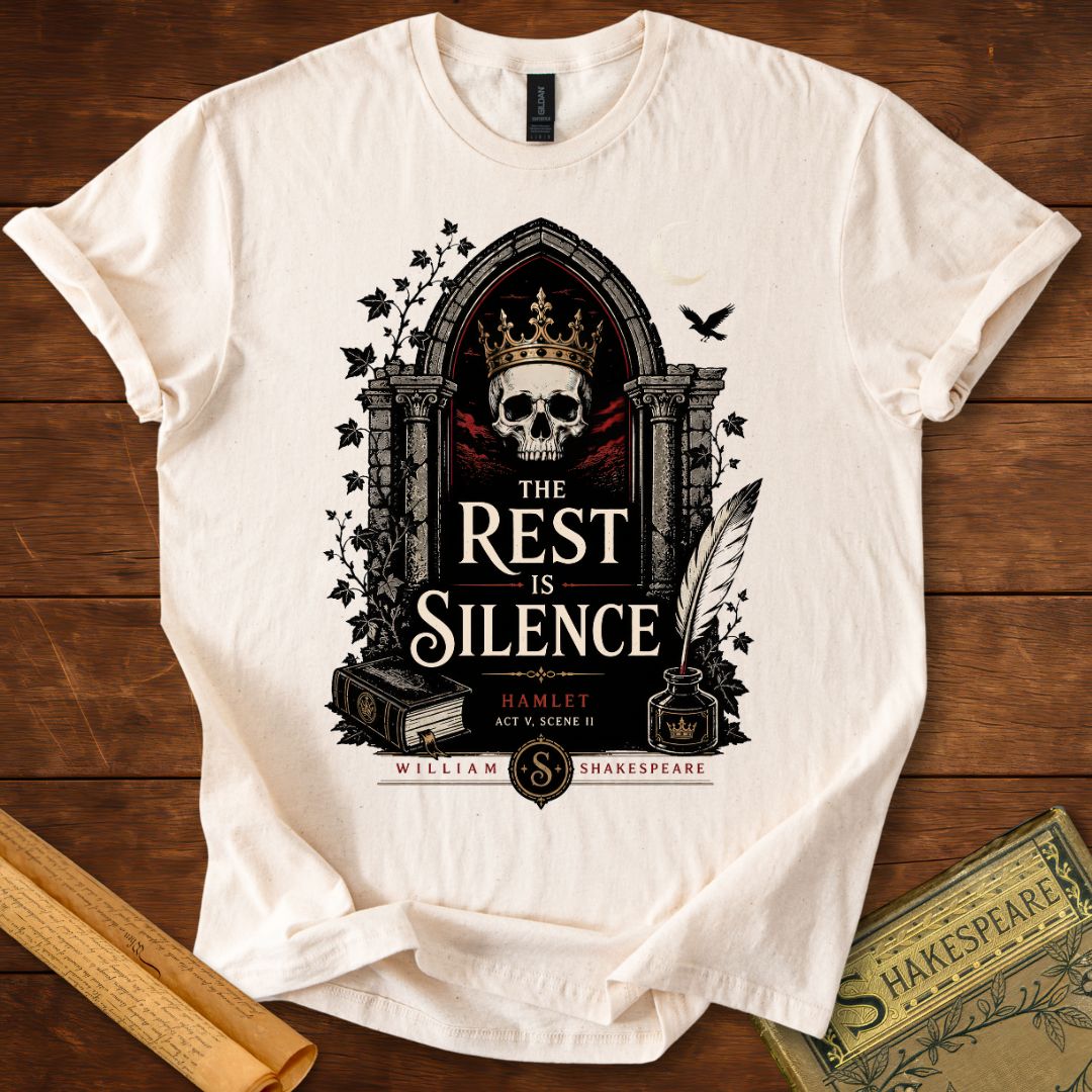 The Rest Is Silence – Shakespeare Hamlet Gothic T-Shirt Natural