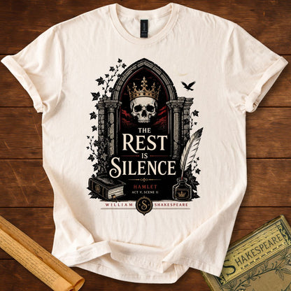 The Rest Is Silence – Shakespeare Hamlet Gothic T-Shirt Natural