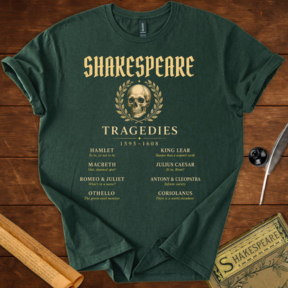 Shakespeare's Tragedies – The Complete Tragic Canon T-Shirt Forest Green