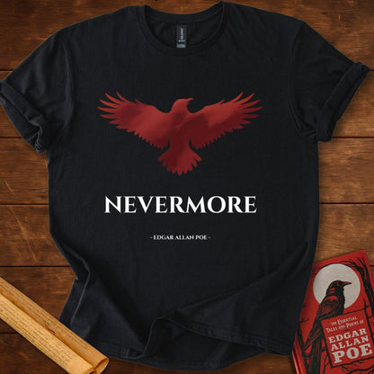 The Crimson Raven – Edgar Allan Poe T-Shirt Black