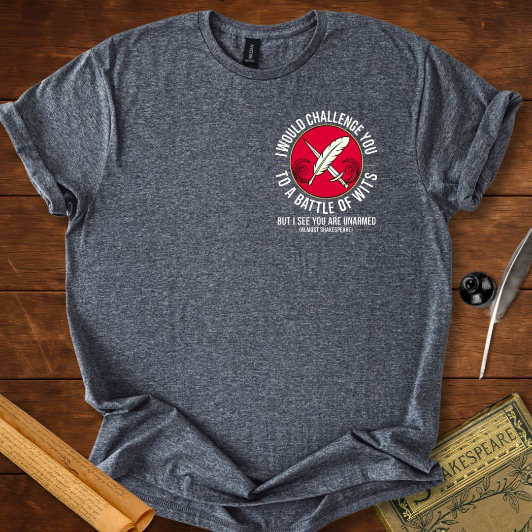 Battle of Wits Shakespeare T-Shirt Dark Heather Grey