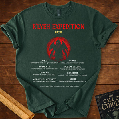 R’lyeh Expedition 1928 – Lovecraft Horror T-Shirt Forest Green
