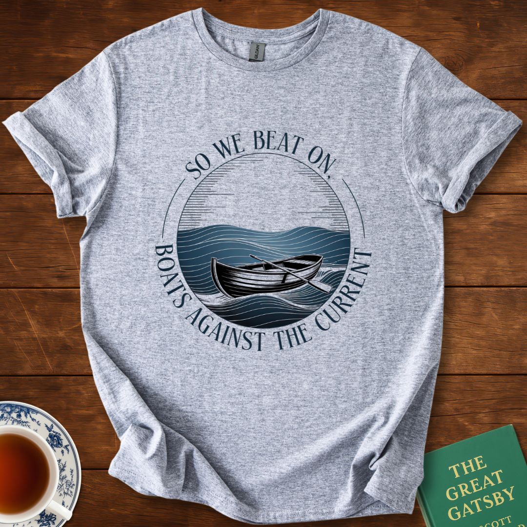 So We Beat On, Boats Against the Current T-Shirt Sport Grey