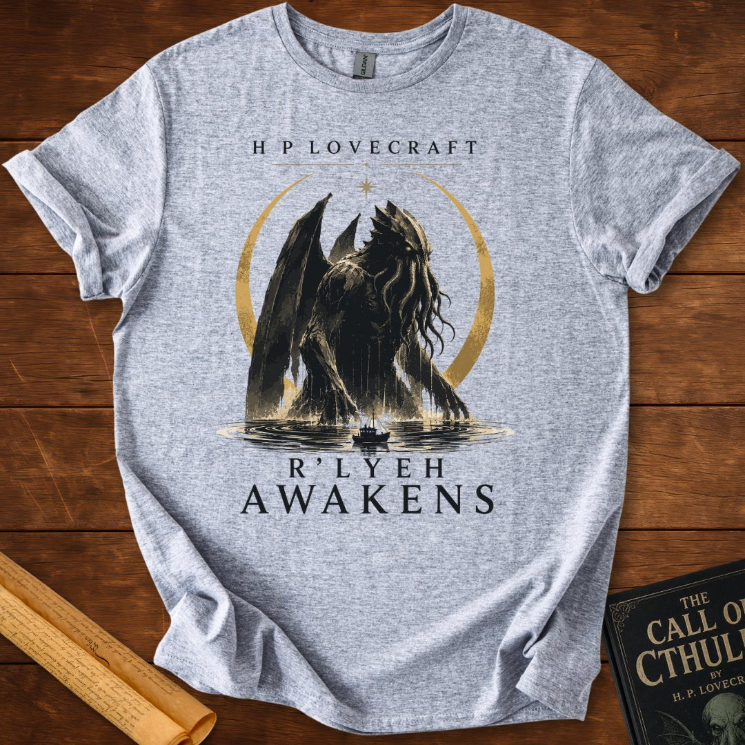 R'lyeh Awakens – H.P. Lovecraft Literary Horror T-Shirt