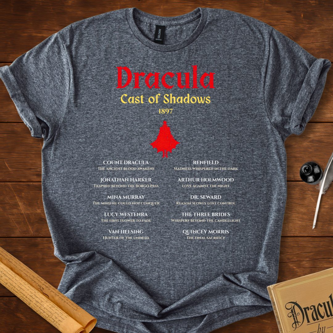 Dracula Cast of Shadows 1897 – Gothic Literary T-Shirt Dark Heather Grey
