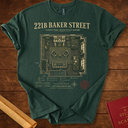 221B Baker Street – Sherlock Holmes Floor Plan T-Shirt